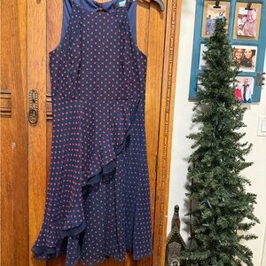 Eva Franco Asymmetrical Navy and Red Dress